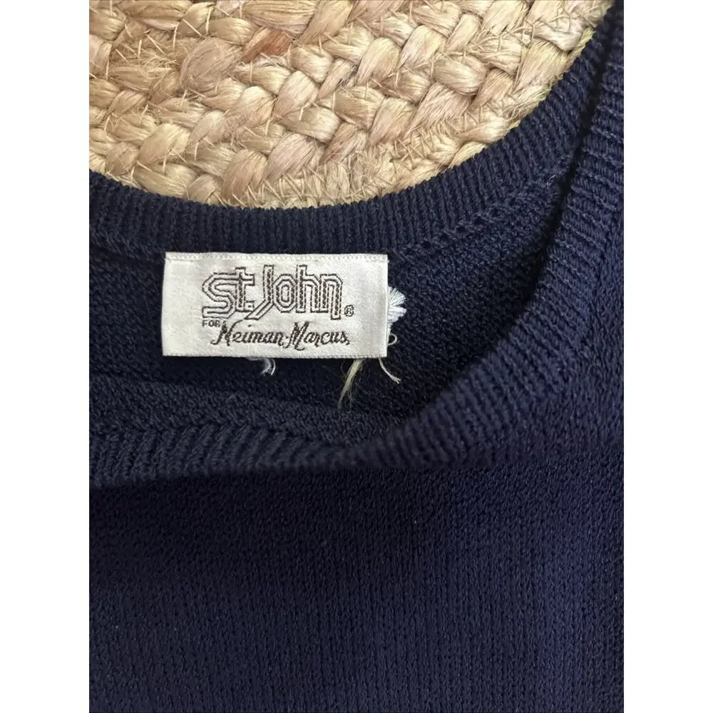 Vintage St. John For Neiman Marcus Navy Knit Santana Tank Dress Quiet Luxe Sz S - Picture 3 of 8